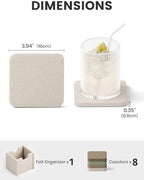 Fluxynara Felt Coasters with Holder, Set of 8 for Drinks, Linen Dusk - Image 2