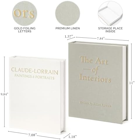 Vine Creations Decorative Books - Set of 2 Linen Hardcover Boxes with Storage - Aesthetic Fake Books for Decoration for Home, Shelf, Bookshelf Decor, Coffee Table Decor, as Storage or Keepsake Box - Image 4
