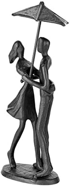 Loving Couple Under Umbrella Bronze Sculpture, Handcrafted Art Metal Statue Romantic Art Iron Statue 6th 11th 20th 40th 50th for Couple - Image 2