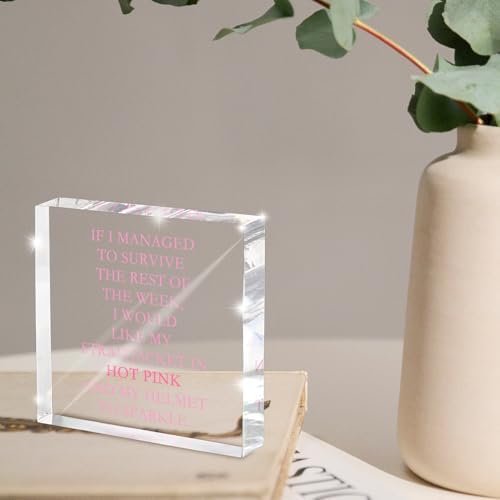If I Survive This Week Hot Pink Straitjacket Desk Sign - 4x4 Inch Acrylic Office Decor with Sarcastic Humor, Motivational Desk Accessories for Women, Therapist Gift & Pink Office Supplies - Image 4