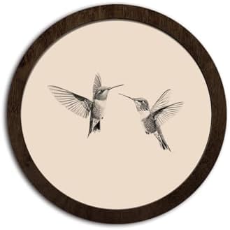 CFFJLHN Vintage Spring Hummingbird Bird Wall Art Decor, Farmhouse Neutral Sketch Minimalist Love Birds Round Hanging Wall Decor for Home Bedroom Living Room Bathroom, 10x10 Inch by Unknown