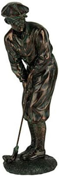 Man Golfer Putting Bronzetone 9 Inch Resin Stone Statue Figurine by Napco