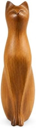 Comfy Hour Cat Sculpture Statue, 8 Inch Sitting Feline Figurine, Polyresin Wood-Look Brown Finish, Modern Farmhouse Shelf Decor for Indoor Home Accent, 1 Unit by ComfyHour