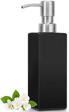 GMISUN Black Soap Dispenser Bathroom, Glass Hand Soap Dispenser with Stainless Steel Pump, 12 fl oz/350ml Refillable Dish Dispensers for Kitchen, Modern Liquid Lotion Bottles for Bathroom Countertop by GMISUN