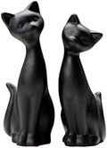 QIANLING 2Pcs Black Cat Statue, Home Decor Mini Cat Figurines, Room Decor Matt Ceramic Small Cat Figurine, Give Cat Figurines for Cat Lovers,Ideal for Interior Decoration Or Couples, Wedding Gifts by QIANLING