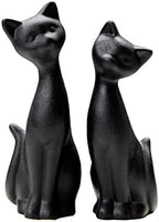 QIANLING 2Pcs Black Cat Statue, Home Decor Mini Cat Figurines, Room Decor Matt Ceramic Small Cat Figurine, Give Cat Figurines for Cat Lovers,Ideal for Interior Decoration Or Couples, Wedding Gifts by QIANLING