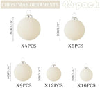 46Pcs Velvet Christmas Ball Ornaments Set - Flocked Shatterproof Christmas Tree Decorations Classic Hanging Ornaments with Rope for Xmas Wreath Holiday Home Decor (Multi-Size, Cream) - Image 2