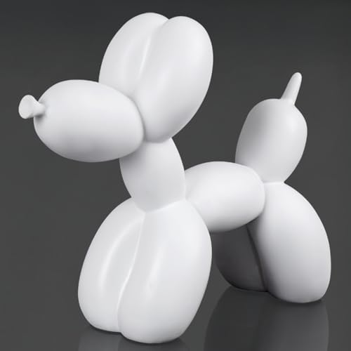Notakia Creative White Balloon Dog Decor Statue Crafts Living Room Decor Desktop Decorations,Handmade Modern Small Shelf Animal Statue Ornament Home Deco (Big Pure White) by Notakia