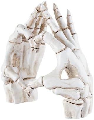 Skeleton Heart Hands Decor Gothic Statues Halloween Decor, White - Image 2