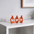 BrownLove 3pcs Orange Human Body Abstract Art Decoration, Modern White Art Resin Statue Room Office Shelf Bookcase Decoration - Image 4