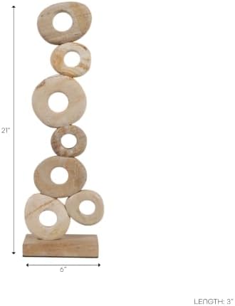 Palimanan Stone Stacked Ring Sculpture Ornament for Home, Bathroom and Room Decor - Decorative Accent for Office Shelf or Coffee Table Display - Figurine Styling for Living Room - 21", Ivory - Image 4