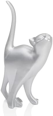7 Inch Silver Proud Cat Statue by AMOIENSIS