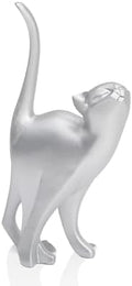7 Inch Silver Proud Cat Statue by AMOIENSIS