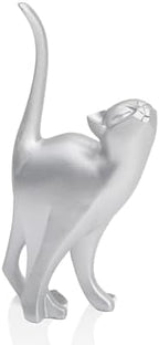 7 Inch Silver Proud Cat Statue by AMOIENSIS