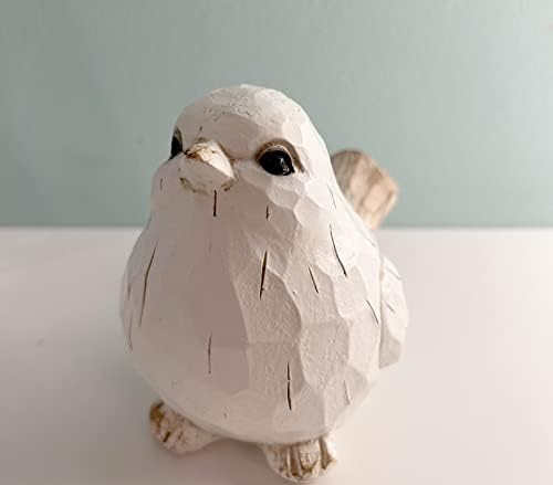 NEW White Modern Farmhouse Bird Figurine, Bird Statue Sculpture - Carved Rustic Distressed Animal Bird Ornaments - Home Decor Accents Collectible Bird Figurine | Spring - Image 4