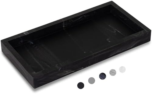 Silicone Bathroom Vanity Tray Dish Soap Holder Sink Organizer, Marble Black by Heagoale