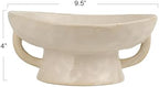 Creative Co-Op Stoneware Footed Pedestal Bowl with Handles, Reactive Glaze, White - Image 2
