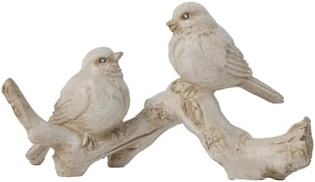 Braxio Bird Figurines Home Decor – Resin Tabletop Cream Love Birds on Branch, Farmhouse Shelf & Desk Accent for Living Room, Bedroom, Office, 6 x 2.3 x 3.4 Inches by BRAXIO