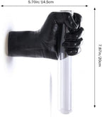 Black Resin Wall Mounted Hand Vase with Glass Tube, Gothic Wall Sculpture - Image 3