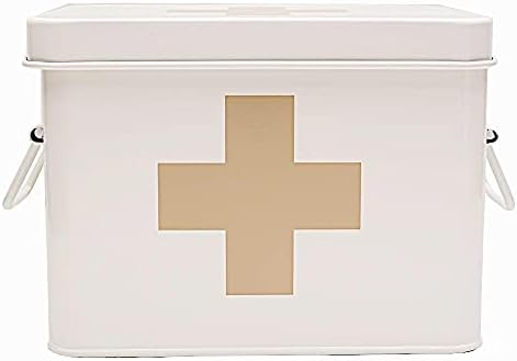 Lassos Boutique Retro Enameled First Aid Box for Medicine Storage and Home Decor with Lid and Removable Tray by Lassos+Boutique
