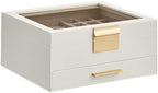 SONGMICS Jewelry Box Organizer, 2-Layer Storage with 1 Drawers, Glass Lid by SONGMICSbySONGMICSHOME