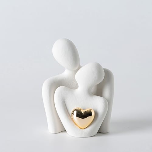 Hugging Couple Statue Ceramic Lover Figurine Home Decor is a Romantic Gift for Her on Wedding Anniversary and Valentines, TV Stand Decoration Knick Knacks for Shelves (M) by GJFASGF