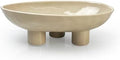 Three-Leg Ceramic Fruit Bowl, 10 Inch Oval Serving Dish for Kitchen Counter, Candy or Key Holder, Home Decor Accent Beige by Unknown
