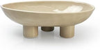 Three-Leg Ceramic Fruit Bowl, 10 Inch Oval Serving Dish for Kitchen Counter, Candy or Key Holder, Home Decor Accent Beige by Unknown