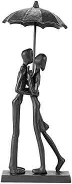 Handcrafted Iron Sculpture - Metal Ornament Couple Figurine Romantic Art Iron Statue,Abstract Modern Accents,Figurines Home Decor by Hanyibao