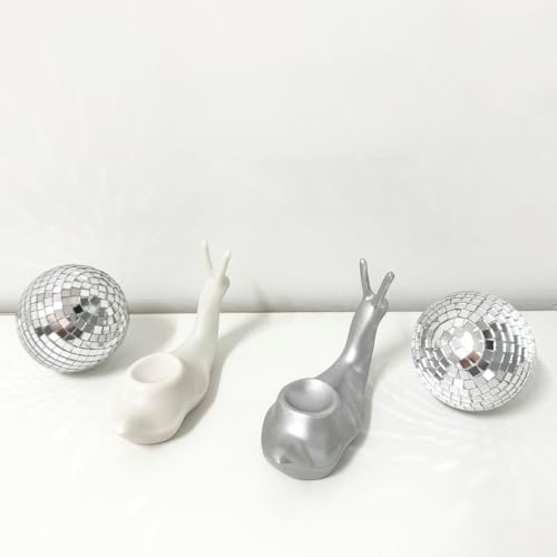 Silver Disco Snail Decor, Disco Ball Shelf Ornament, Retro Home Accent - Image 4