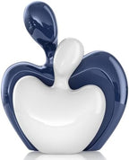 XMGZQ Blue White Mini Hugging Couple Statue Ceramic Lover Figurine Home Decor is a Romantic Gift for Her on Wedding Anniversary and Valentines, TV Stand Decoration Knick Knacks for Shelves (Blue) by XMGZQ