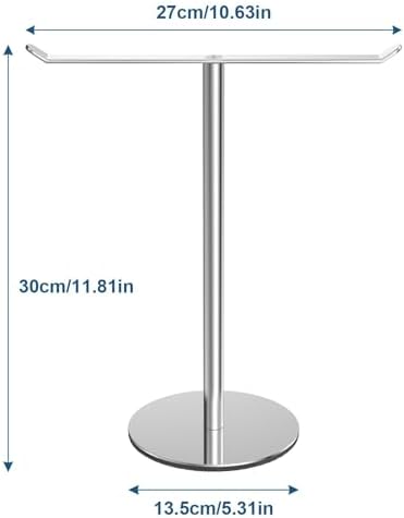 Silver T-Shaped Hand Towel Holder Stand for Countertops, Stainless Steel - Image 7