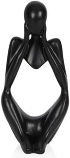 Sandstone Resin Thinker Statue Style Abstract Sculpture, Black, Focus by Ozzptuu