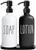 MOMEEMO Glass Soap Dispenser with Stainless Steel Pump, Black & White by MOMEEMO