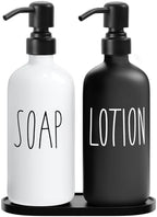 MOMEEMO Glass Soap Dispenser with Stainless Steel Pump, Black & White by MOMEEMO