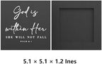 God Is Within Her Bible Verse Artwork Black Wood Box Sign Rustic Farmhouse Style Psalm 46 : 5 Christian Wood Block Plaque 5 X 5 Inches Home Office Desk Sign Decor for Presents - Image 2