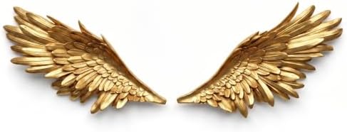 QPOIBSD 3D Gold Angel Wings Wall Decor, Feather Sculptures for Home (1Pair) by QPOIBSD
