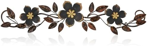 Wesiti Metal Flower Wall Art Decor Vintage Wrought Scroll, Black by Wesiti