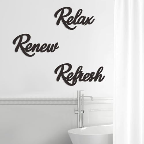 3 Pieces Bathroom Decor Black Bathroom Wall Art Relax Renew Refresh - Image 4