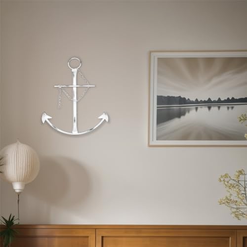 Fleecy day Nautical Anchor Wall Decor, Antique Metal Anchor Art Wall Decor With Chain,Vintage decorations for Bedroom,Living Room,Dorm Home,13in Antique Farmhouse Decor (Vintage White) - Image 5