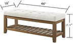 24KF Large Rectangular Upholstered Tufted Linen Ottoman Bench, Padded Bench - Image 2