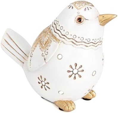 Boho White Bird Figurine for Home Decor,Resin Shelf Accent Sculpture - Image 4