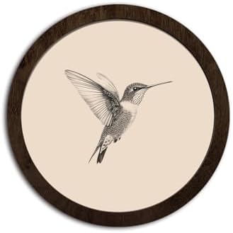CFFJLHN Vintage Spring Hummingbird Bird Wall Art Decor, Neutral Sketch Minimalist Farmhouse Bird Round Hanging Wall Decor for Home Bedroom Living Room Bathroom, 10x10 Inch by Unknown