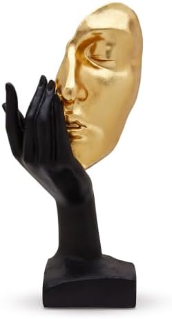 Gold Decor Abstract Face Statue, Resin Sculpture for Home Shelf by ZHAOXIANG