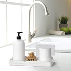 Gurygo 10" Vanity Tray for Bathroom - Hand Towel Tray Organizer for Paper Napkins - Bathroom Vanity Counter Organization - Ceramic Soap Dispenser Tray for Kitchen Counter (Marble White, Set/1)… - Image 4
