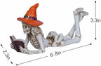 Dlfghos Halloween Skeleton Statue Halloween Skull Figurine Home Decor Reading Skeleton Figurines Decorations for Indoor Fireplace Home Kitchen Desk Office Party - Image 4