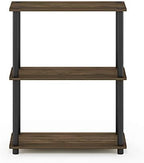 Furinno TURN-N-TUBE Storage Shelves, 3-Tier Book Shelf, Corner Shelf, Toolless Open Shelves, for Organization and Storage, Living Room, Garage, Home Office, Columbia Walnut - Image 5