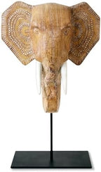 Elephant Wood Statue Home Decor Boho Tribal Carved Accent by ZHAOXIANG