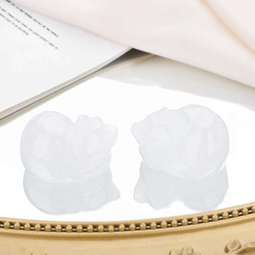 QINJIEJIE Clear Quartz Crystal Cat Statue Healing Crystal Figurine Decor - Image 2