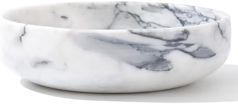 6.7" Decorative Bowl - Natural Marble Key Bowl & Centerpiece (White & Grey) by CMCHICMONDAY